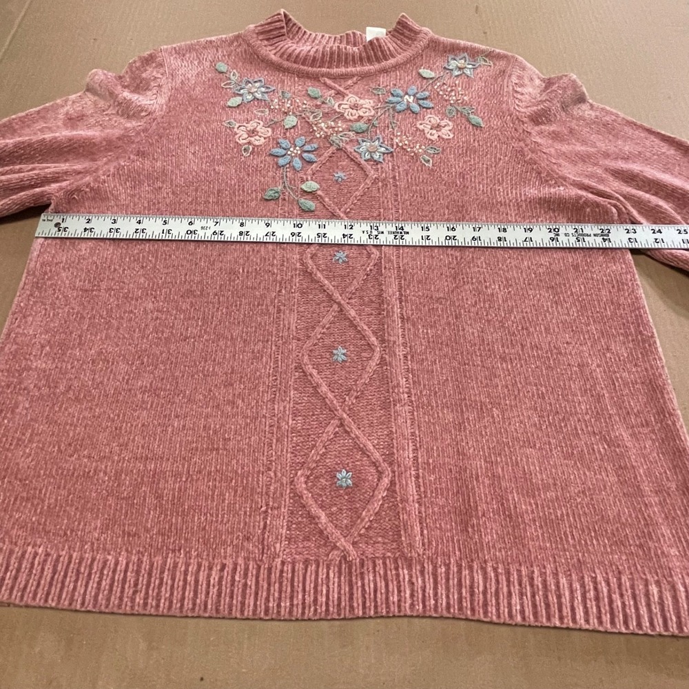 Alfred Dunner Women's XLarge Beaded Embroidered Floral Chenille Mock Sweater - Picture 7 of 14